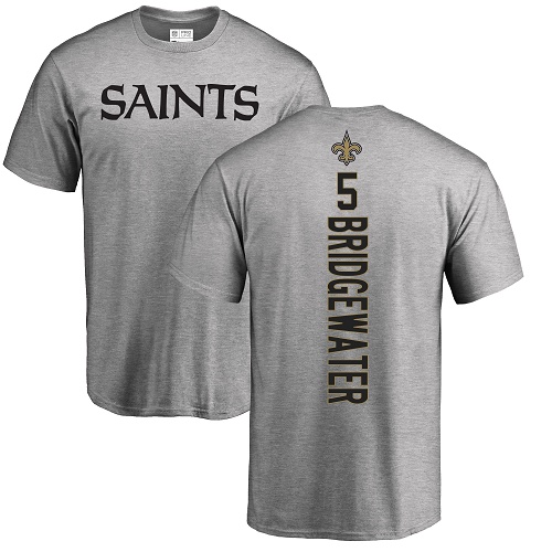 Men New Orleans Saints Ash Teddy Bridgewater Backer NFL Football #5 T Shirt->youth nfl jersey->Youth Jersey